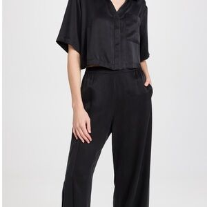 Lunya washable silk high waisted pants set black, size XS